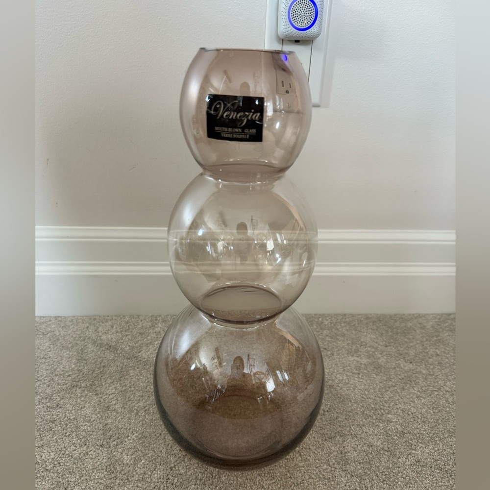 Venezia Triple Sphere Glass Vase - Smoky Brown